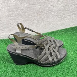 Crocs Women's Sz 9 Shoes Huarache Wedge Sandals Ankle Strap Black